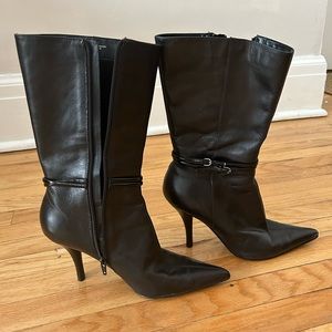 Nine West Real Leather Pointed Toe Heeled Booties in size 8.5